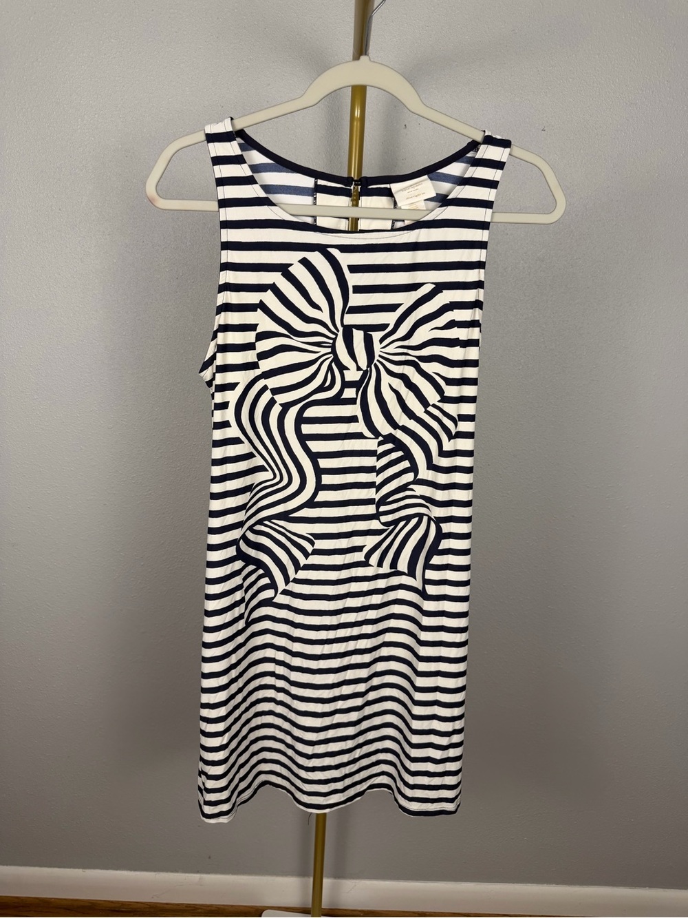 Kate Spade Dive Right In Striped Bow Swim Cover Up Dress Navy White M